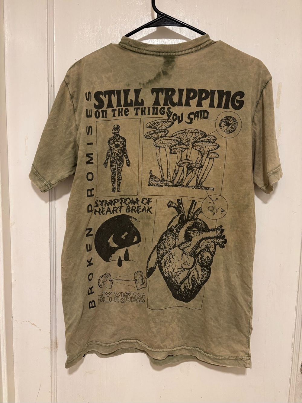 Broken Promises Olive Graphic Short Sleeve Tee - Picture 3 of 3